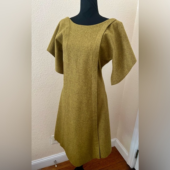 NWT Ioanna Kourbela Green Wool Coat Dress Size Small - Picture 2 of 16